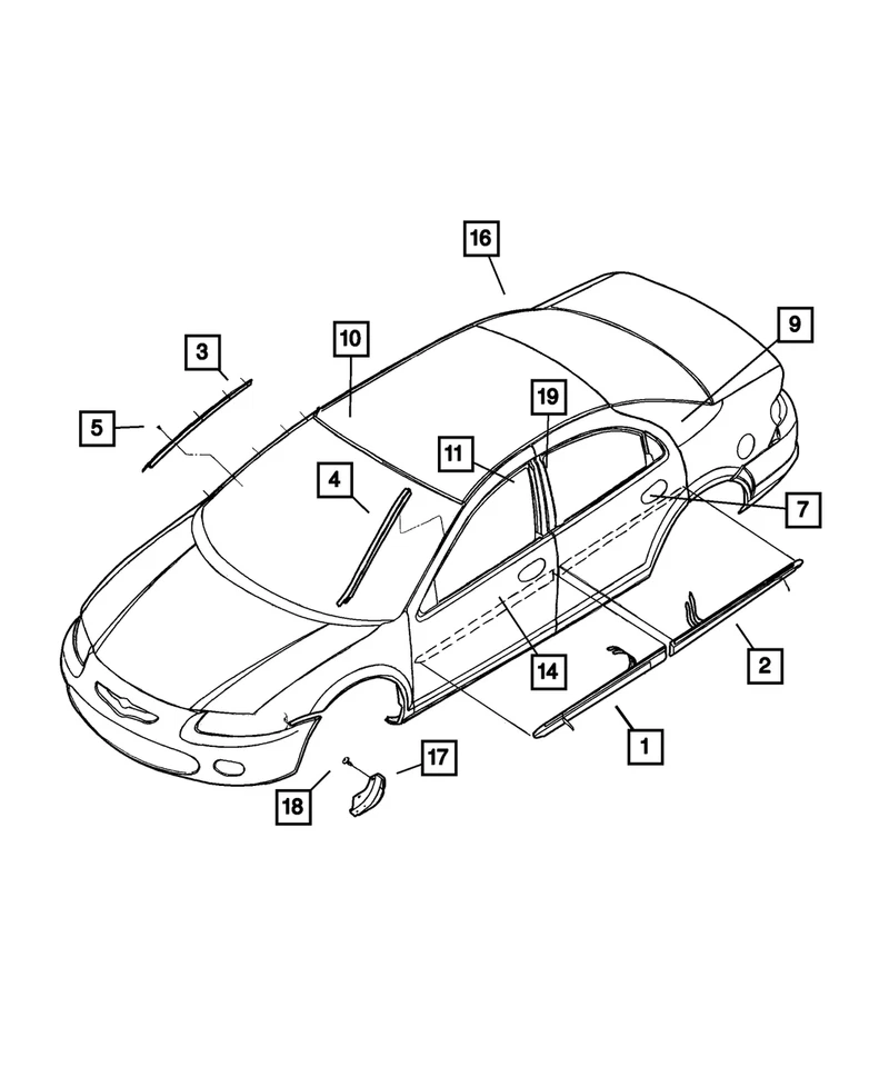 Moldura puerta delantera derecha Mopar original 68001568AA Foto 1 de 1