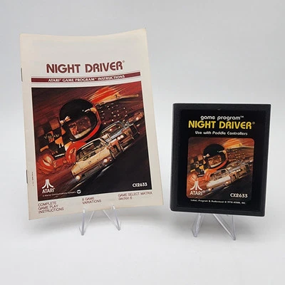 Atari Night Driver (Atari 2600, 1978) Cartridge with Manual Untested - Image 1 of 4