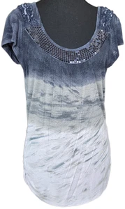 Unity World Wear Womens Medium Gray with Sequence Short Sleeve Top - Picture 1 of 8