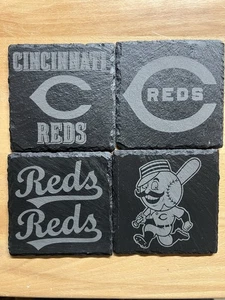 Cincinnati Reds Mr Redlegs Untersetzer Set - 4er Set - Maßgefertigte Schiefer Untersetzer - Bild 1 von 7