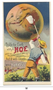 Withington & Cooley HOE TICKLING EARTH - GREAT Trade Card ca1880s Jackson MI - Bild 1 von 2