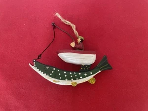 Randy Tate Volkskunst Holz Fischer Weihnachtsschmuck - Bild 1 von 6
