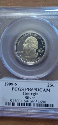 1999 - S  Silver Washington Quarter - Georgia - PCGS PR69DCAM - Flag Series - Image 1 of 4