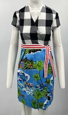 Stella Jean ALTRD MISSING TAGS Multi-Printed Short Sleeve Wrap Dress sz S - Imagem 1 de 4