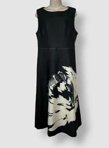 Halston Women's Black Floral-Graphic Fit & Flare Dress Size 4 - Picture 1 of 2