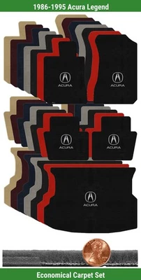 Custom Velourtex Carpet Mat Set for 1986-1995 Acura Legend w/Logo (5 pieces) #1S - Image 1 of 4