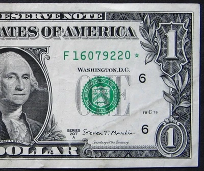 2017A $1 (ONE DOLLAR) - STAR NOTE - "F" - LOW RUN, 250k SHEETS - Image 1 of 3