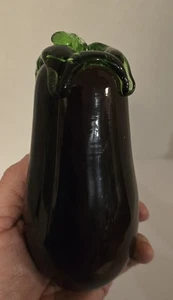Vidrio amatista soplado a mano berenjena arte vegetal decoración 6 pulgadas - Imagen 1 de 5