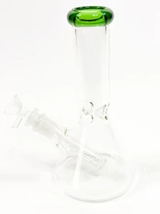 Tubo acqua fumo bong vetro pesante piccolo 8" becher narghilè + ciotola 14mm - Foto 1 di 3