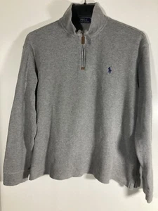 Polo Ralph Lauren Herren Large 1/4 Zip Pullover Sweater Langarm Grau Baumwolle - Bild 1 von 12