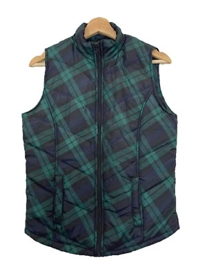 Chaleco acolchado Hannah verde a cuadros para mujer S ligero preppy Foto 1 de 4