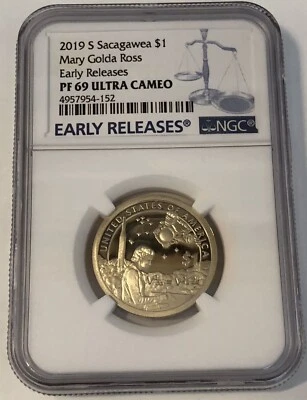 2019 S Proof Native American Mary Ross NGC PF69 ER Dollar $1 Coin - Image 1 of 2