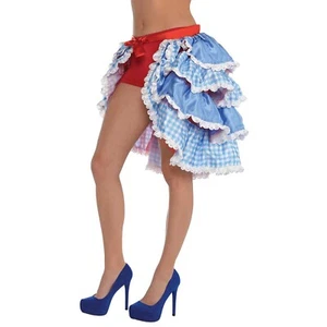 Tutu Skirts Women Frilly Dorothy Costume Layered Bustle Blue White Gingham Lace - Picture 1 of 5