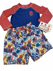 Boy's Swimwear Spiderman 2-Piece LS Rash Guard Swim Short Set Size 2T UPF 50+ - Picture 1 of 8