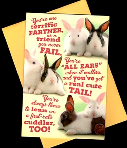 Easter Bunny Rabbits (3-D - INSIDE) - EMBOSSED - LARGE Greeting Card W/ TRACKING - Picture 1 of 4