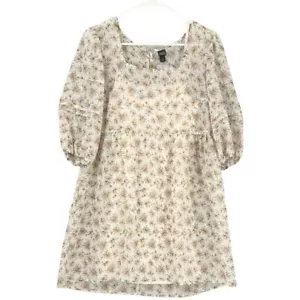 Wild Fable Women’s Puffy Short Sleeve Floral Square Neck Midi Dress Ivory Sz XS - Picture 1 of 12