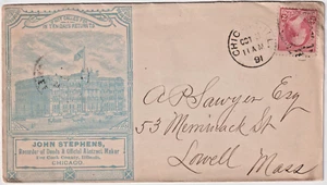 Chicago ILL 1891 Blue illust advt cover JOHN STEVENS Recorder of Deeds (g291) - Picture 1 of 2