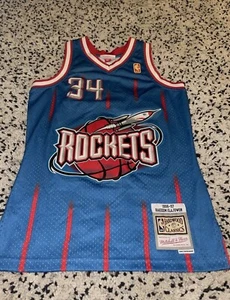 Men’s Houston Rockets Hakeem Olajuwon Mitchell & Ness Navy 1996/97 Jersey siz S - Picture 1 of 8