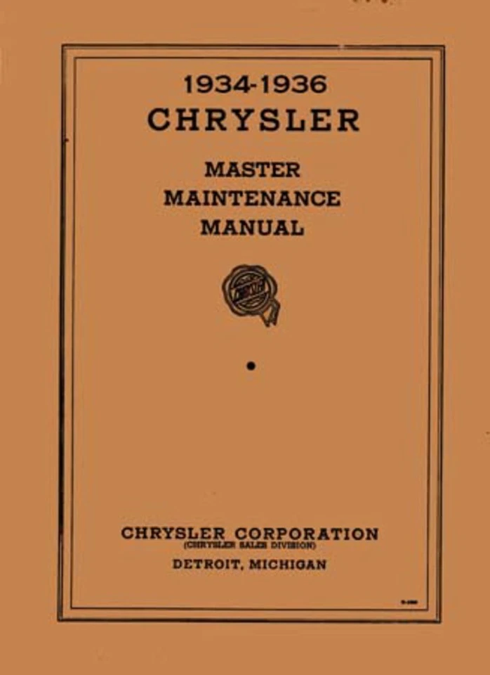 1934 1935 1936 Chrysler Shop Service Repair Manual Engine Drivetrain Electrical