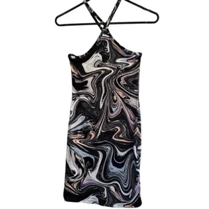 Heart & Hips Black Swirl Halter Style BodyCon Dress Size M - Picture 1 of 8