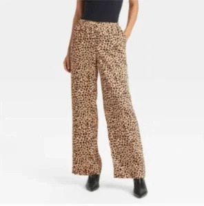 A new day Satin Leopard Print Wide Leg Pants MEDIUM - Picture 1 of 8