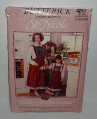 Vtg FF Butterick 4257 St. Nicole "Kathryn's Christmas" Apron One Size UNCUT - Image 1 of 2