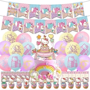 Hello Kitty Balloons Happy birthday KIDS banner party decor cake topper AU STOCK - Picture 1 of 5