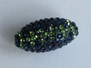 1 NFL SEATTLE SEAHAWK INSPIRE 7/8" RHINESTONE PAVE BEAD FOOTBALL SPARKLE JEWELRY - Picture 1 of 5