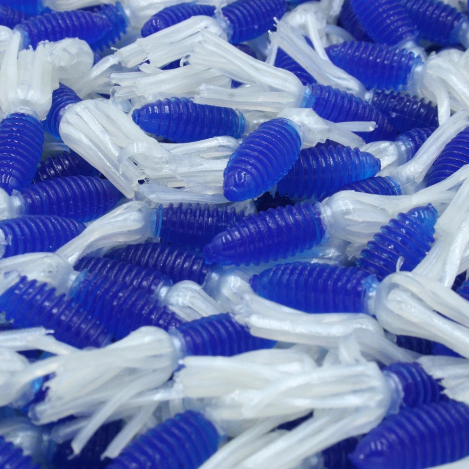 Cebos de pesca acanalados Crappie Bluegill Panfish 1,75" azul/perla losa Foto 1 de 1