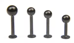 14g 16g 6mm-25mm Labret Bar Lip Cheek Dimple Ear Stud Piercing Black Extra Long - Picture 1 of 1