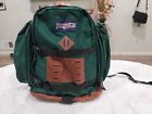 Vintage 90" Zielony skórzany dno plecaka JanSport Day Pack Made in USA