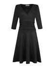 Missky- Women’s Black Stretchy 3/4 Sleeve Fit & Flare Dress