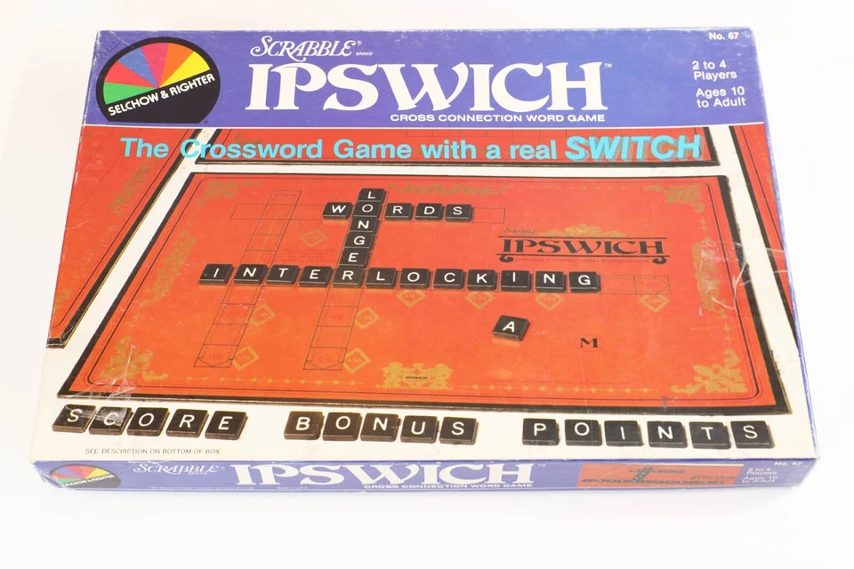 Scrabble Ipswich Word Game w/ Black Letter Tiles 1983 Word Game - Image 1 of 4