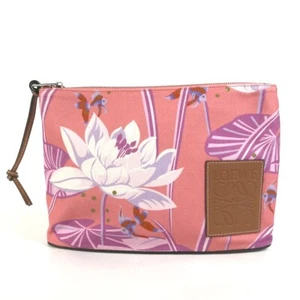 Borsa pochette LOEWE Paula's Ibiza logo oblungo pochette pelle/tela rosa mai usata - Foto 1 di 13