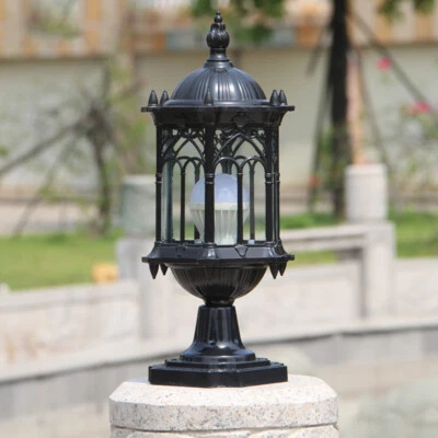 Modern Pillar Lights Glass Post Lamp Black Pillar Lamp Outdoor Yard Post Light - Image 1 of 4