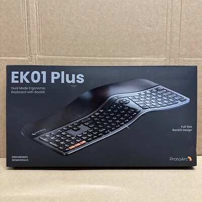 ProtoArc EK01 Plus Backlit Wireless Ergonomic Workspace Keyboard Mouse Full Size - Image 1 of 3