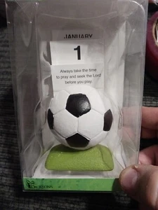 Perpetual Calendar Resin Soccer Ball with Daily Scripture Verses Dicksons - Picture 1 of 5