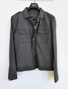 Giacca pelle di agnello nuova con etichette collezione John Varvatos Gun metal grigio taglia 40 - Foto 1 di 9