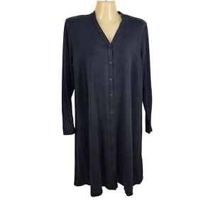 Eileen Fisher Fine Tencel Stretch Jersey Long Sleeve Dress Women's Size S Black