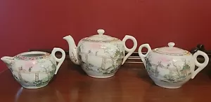 Vintage Takito TT Teapot Sugar & Creamer ~ 5 pcs. ~ Hand Painted ~ Japan - Picture 1 of 8