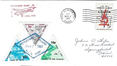1967 US Cover Rattlesnake Island Local Post, Port Clinton OH - Image 1 of 2