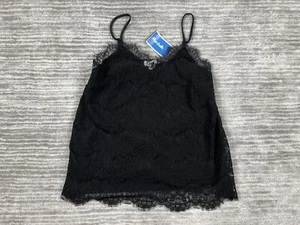 Monteau Top Womens Medium Black Sleeveless Tank Crochet Laced NWT - Picture 1 of 11