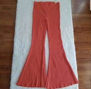 Aerie Kick-It gerippte hochtaillierte Super Flare Hose orange Größe L - Bild 1 von 6