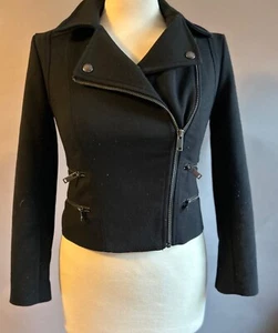 Banana Republic Knit Black Motorcycle Jacket - Size 00 - Picture 1 of 4