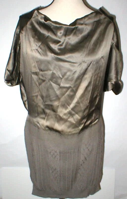 Nuevo Vestido Para Mujer M 6 Nuevo Con Etiquetas 3 Diseñador Patrizia Pepe Firenze Marrón 100% Lana Seda Foto 1 de 4