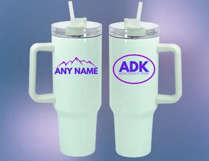 PERSONALIZED ADK Adirondack Park TUMBLER 40 OZ TEAL SPARKLE - Picture 1 of 1