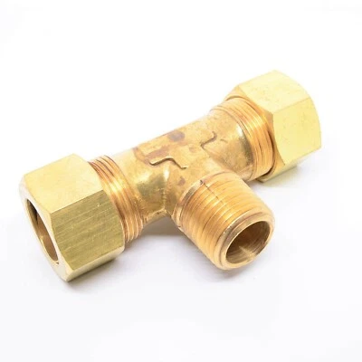 3/4" Tube OD Compression x 1/2" Male Npt Center Branch Tee Fitting HVAC Air - Image 1 of 3