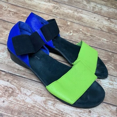 Босоножки Bernie Mev Payton слинг низкие на танкетке женские размер 40 синие зеленые кожа - Изображение 1 из 4