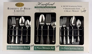 Roberts & Belk HARTFORD Stainless Flatware Set 76 PCs Service For 12 + Serving - Picture 1 of 19
