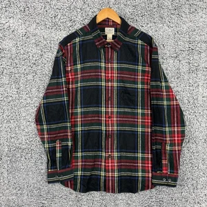 LL Bean Shirt Mens Large Red Green Black Tartan Plaid Flannel Traditional Fit - Picture 1 of 11